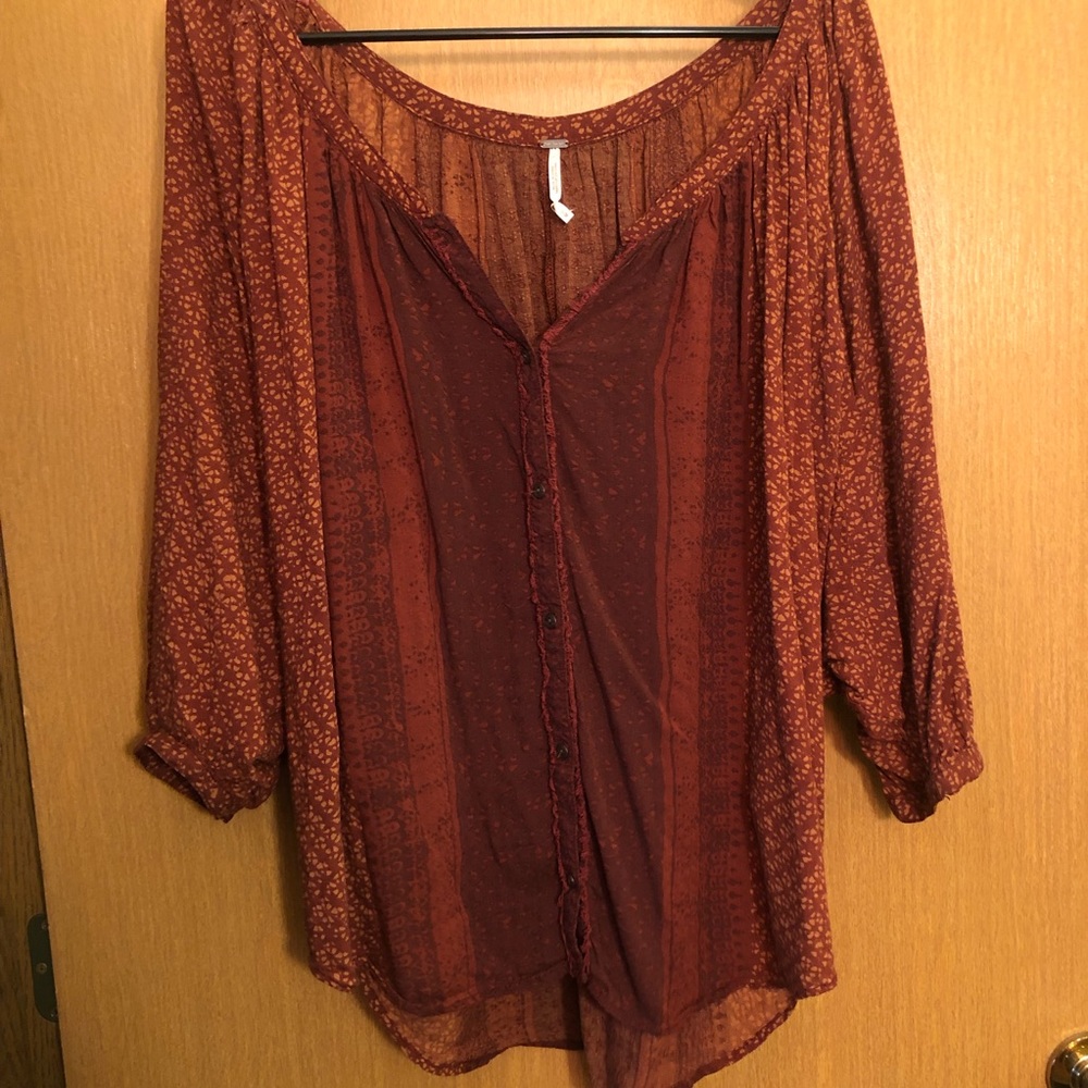 Free people quarter length sleeve blouse